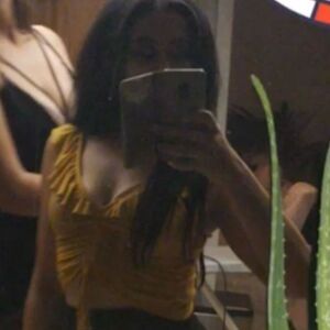 Yellow ruffle crop top off shoulder size S